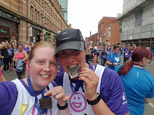 Clare Silcock and Sarah Duffy ran the Manchester 10k in May 2017 to raise money for Laughter Africa.