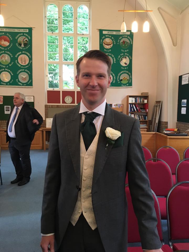 Eddie Caldow ran the London Marathon in 2017 to raise money for Laughter Africa. We haven't got a picture of him in his glamorous Laughter Africa vest so here is a photo of him just before he got married instead!